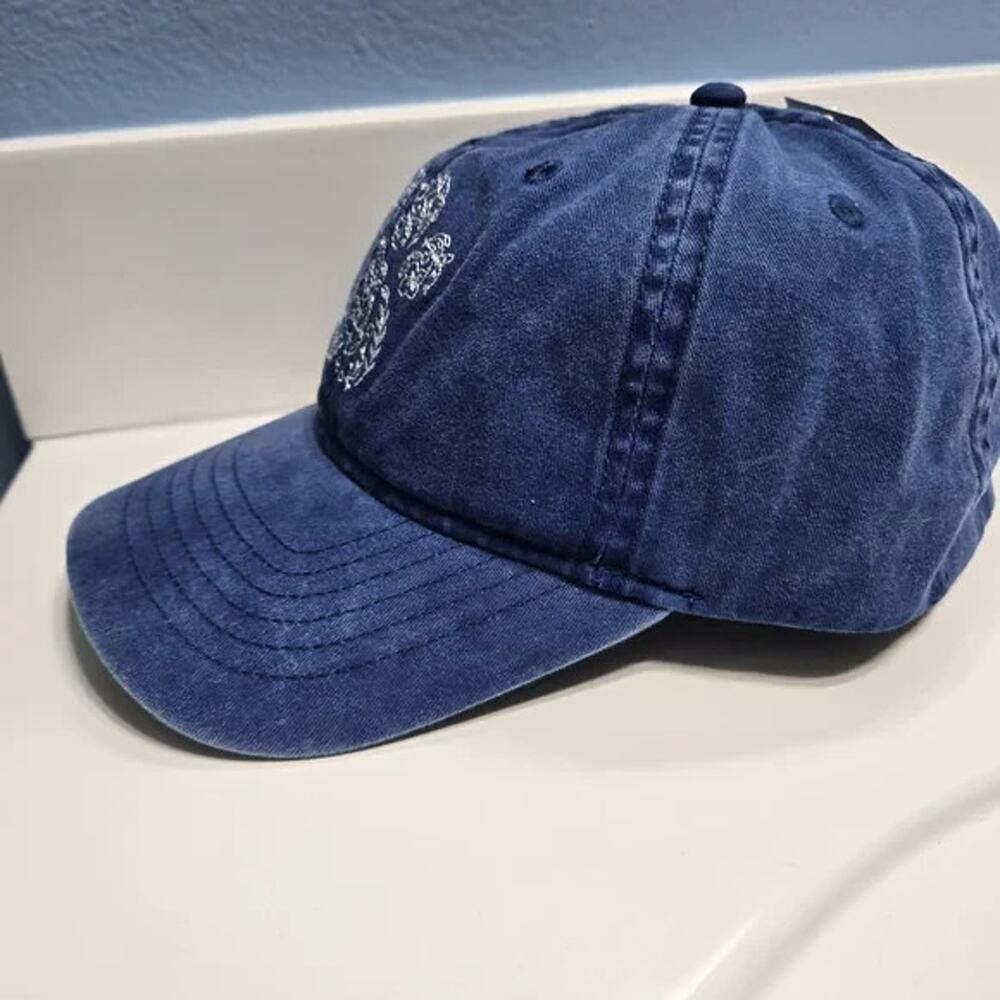 New Time And Tru Cap Blue Women's Flower Paw Dog Cat Adjustable Strapback Hat - Picture 3 of 6